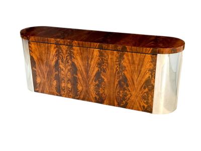 Ron Seff Burled Walnut Credenza with Chrome Sides 1970