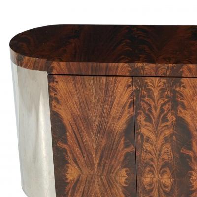 Ron Seff Burled Walnut Credenza with Chrome Sides 1970
