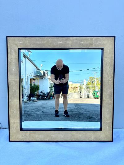 Ron Seff JMF Style Shagreen Framed Square Mirror by Ron Seff