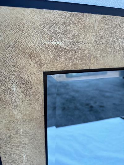 Ron Seff JMF Style Shagreen Framed Square Mirror by Ron Seff
