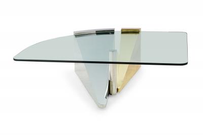 Ron Seff Large American Modern Polished Brass Chrome and Stainless Low Table Ron Seff