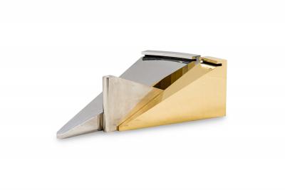 Ron Seff Large American Modern Polished Brass Chrome and Stainless Low Table Ron Seff