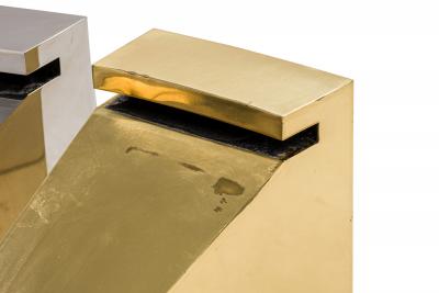 Ron Seff Large American Modern Polished Brass Chrome and Stainless Low Table Ron Seff