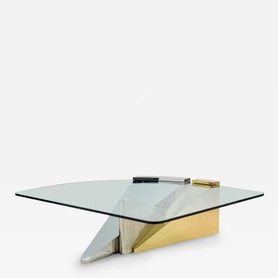 Ron Seff Large American Modern Polished Brass Chrome and Stainless Low Table Ron Seff