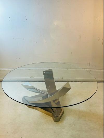 Ron Seff MODERNIST MATTE POLISHED CHROME SCULPTURAL TABLE IN THE MANNER OF RON SEFF