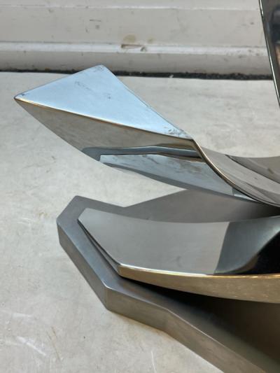 Ron Seff MODERNIST MATTE POLISHED CHROME SCULPTURAL TABLE IN THE MANNER OF RON SEFF