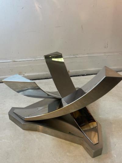 Ron Seff MODERNIST MATTE POLISHED CHROME SCULPTURAL TABLE IN THE MANNER OF RON SEFF