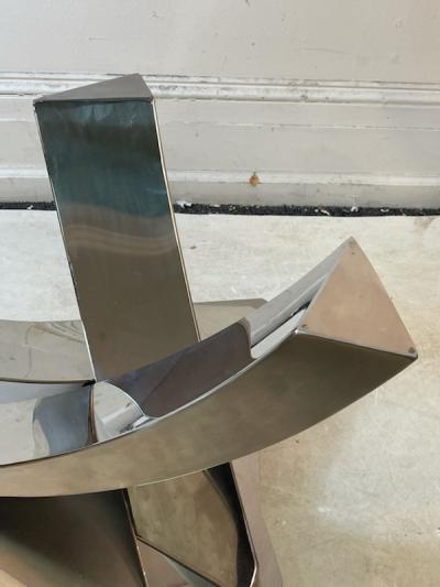 Ron Seff MODERNIST MATTE POLISHED CHROME SCULPTURAL TABLE IN THE MANNER OF RON SEFF