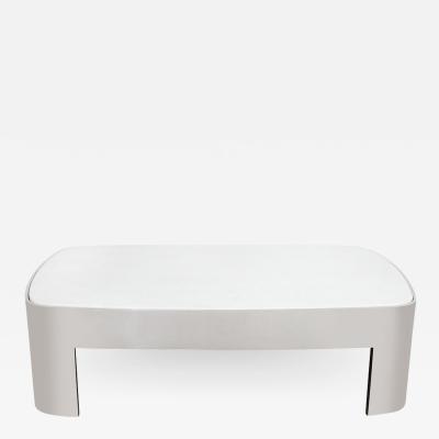 Ron Seff Mid Century Modern Polished Chrome White Granite Cocktail Table by Ron Seff