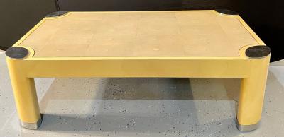 Ron Seff Oval Leg Cocktail Table in Lacquered Parchment Framing a Shagreen Top