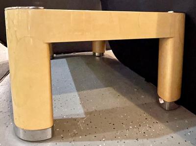 Ron Seff Oval Leg Cocktail Table in Lacquered Parchment Framing a Shagreen Top