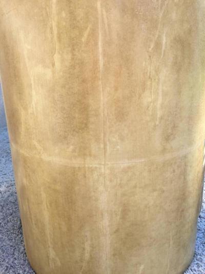 Ron Seff Pair of Ron Seff Goatskin Parchment Glass Side Tables Nightstands Tables