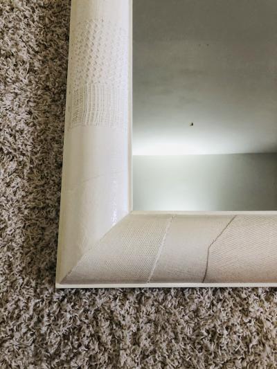 Ron Seff Ron Seff Linen ans woven fabric White Lacquered Mirror