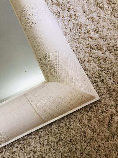 Ron Seff Ron Seff Linen ans woven fabric White Lacquered Mirror
