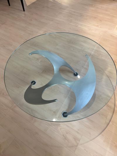 Ronald Schmitt Design Coffee Table by Knut Hesterberg Aluminum and Glass Germany 1960s