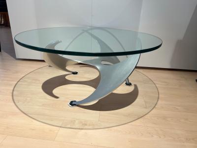 Ronald Schmitt Design Coffee Table by Knut Hesterberg Aluminum and Glass Germany 1960s