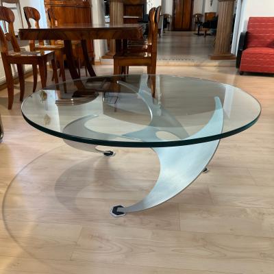 Ronald Schmitt Design Coffee Table by Knut Hesterberg Aluminum and Glass Germany 1960s