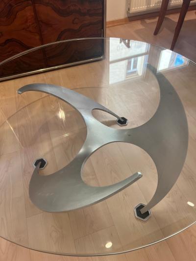 Ronald Schmitt Design Coffee Table by Knut Hesterberg Aluminum and Glass Germany 1960s