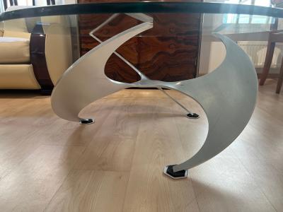 Ronald Schmitt Design Coffee Table by Knut Hesterberg Aluminum and Glass Germany 1960s
