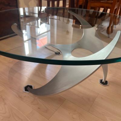 Ronald Schmitt Design Coffee Table by Knut Hesterberg Aluminum and Glass Germany 1960s