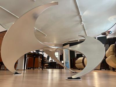 Ronald Schmitt Design Coffee Table by Knut Hesterberg Aluminum and Glass Germany 1960s