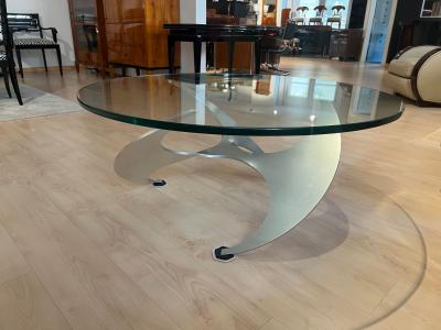 Ronald Schmitt Design Coffee Table by Knut Hesterberg Aluminum and Glass Germany 1960s