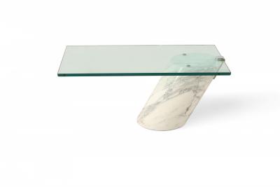 Ronald Schmitt for Brueton White Carrara Marble and Glass Coffee Table