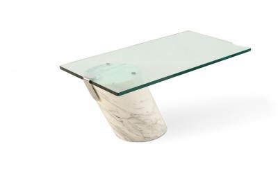 Ronald Schmitt for Brueton White Carrara Marble and Glass Coffee Table