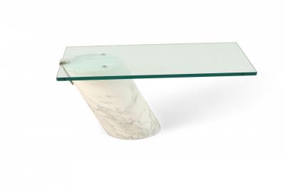 Ronald Schmitt for Brueton White Carrara Marble and Glass Coffee Table