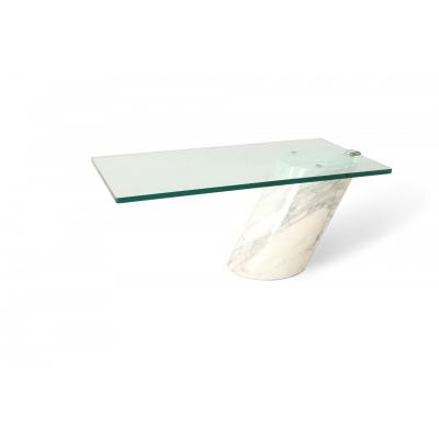 Ronald Schmitt for Brueton White Carrara Marble and Glass Coffee Table