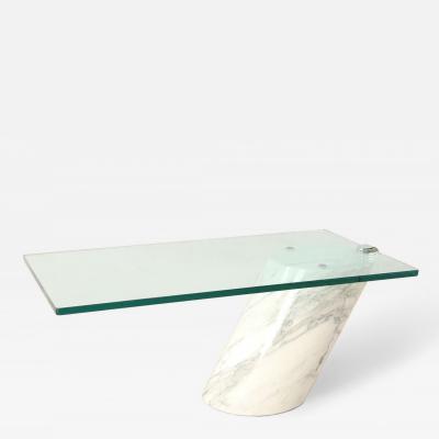 Ronald Schmitt for Brueton White Carrara Marble and Glass Coffee Table