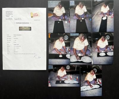 Ronnie Tjampitjinpa Triptych Australian Aboriginal Paintings Tingari Ronnie Tjampitjinpa