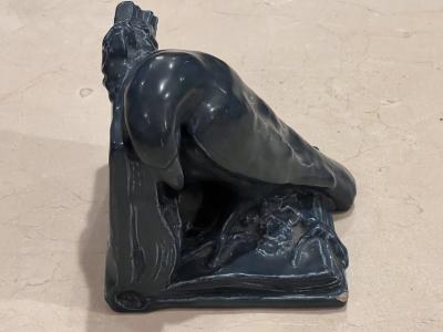 Rookwood Pottery BLACKENED BLUE ROOKWOOD CERAMIC RAVEN BOOKENDS