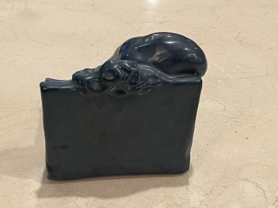 Rookwood Pottery BLACKENED BLUE ROOKWOOD CERAMIC RAVEN BOOKENDS