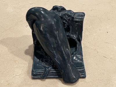 Rookwood Pottery BLACKENED BLUE ROOKWOOD CERAMIC RAVEN BOOKENDS