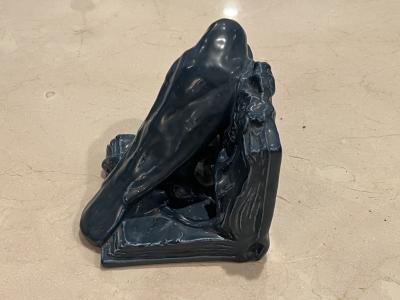 Rookwood Pottery BLACKENED BLUE ROOKWOOD CERAMIC RAVEN BOOKENDS
