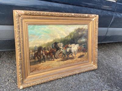 Rosa Bonheur 19TH CENTURY THE HORSE FAIR OIL PAINTING BY CLIVE HARDING