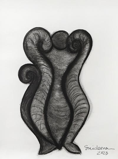 Rosanne Sniderman Charcoal Drawing V10 by Rosanne Sniderman