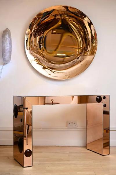Rose Gold console table with bronze glass bubble spots