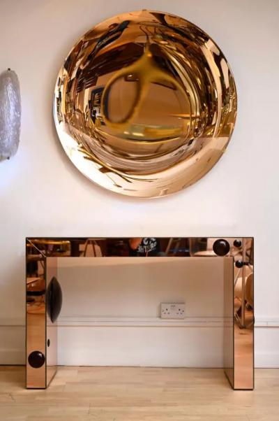 Rose Gold console table with bronze glass bubble spots