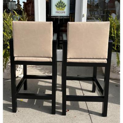 Rose Tarlow Pair of Art Deco Style Rose Tarlow Melrose House Leather Barstools