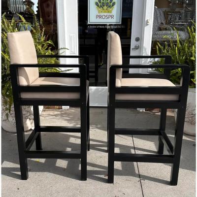 Rose Tarlow Pair of Art Deco Style Rose Tarlow Melrose House Leather Barstools