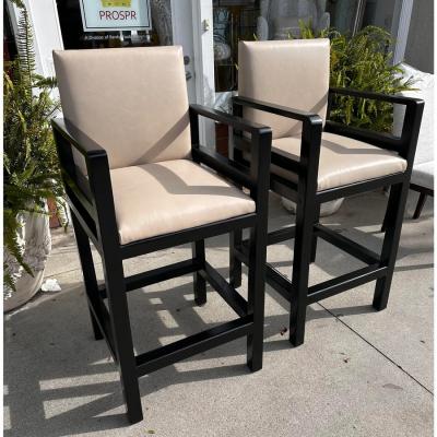 Rose Tarlow Pair of Art Deco Style Rose Tarlow Melrose House Leather Barstools
