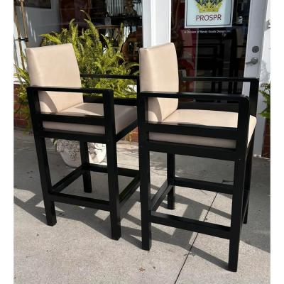 Rose Tarlow Pair of Art Deco Style Rose Tarlow Melrose House Leather Barstools
