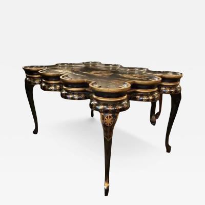 Rose Tarlow Rose Tarlow Black Lacquer Chinoiserie Scalloped Cocktail Table