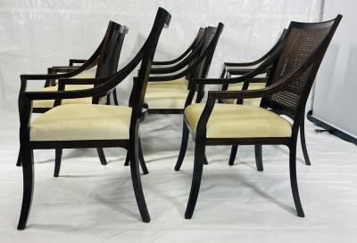 Rose Tarlow Set of 8 Rose Tarlow Solid Wood Cane Back Armchairs Made in Los Angeles USA