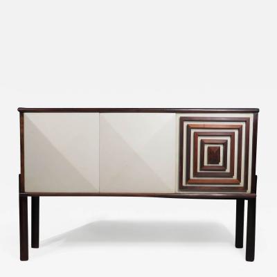 Rosewood Bar Cabinet with Geometric Rosewood Pattern