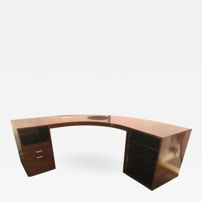 Rosewood Demilune Mid Century Modern Jewelers or Large Office Desk