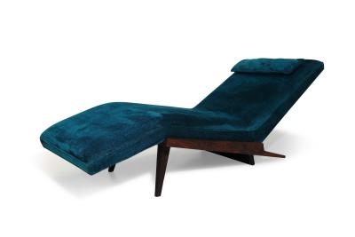 Rosewood Framed Brazilian Modern Angled Chaise Lounge