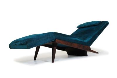 Rosewood Framed Brazilian Modern Angled Chaise Lounge